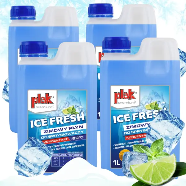 Zestaw 4 x PLAK ICE FRESH zimowy koncentrat płynu do spryskiwaczy -60°C 1L