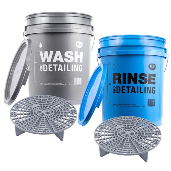 Zestaw K2: Wiadro WASH 20L + Wiadro RINSE 20L + 2 separatory brudu