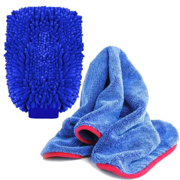 Zestaw do mycia i osuszania auta ręcznik 60x90 460g + rękawica