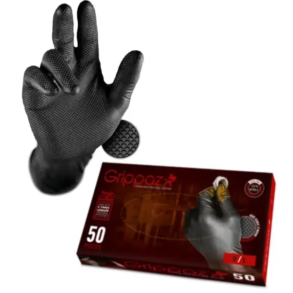 GRIPPAZ Rękawiczki Nitrylowe czarne XL 50szt