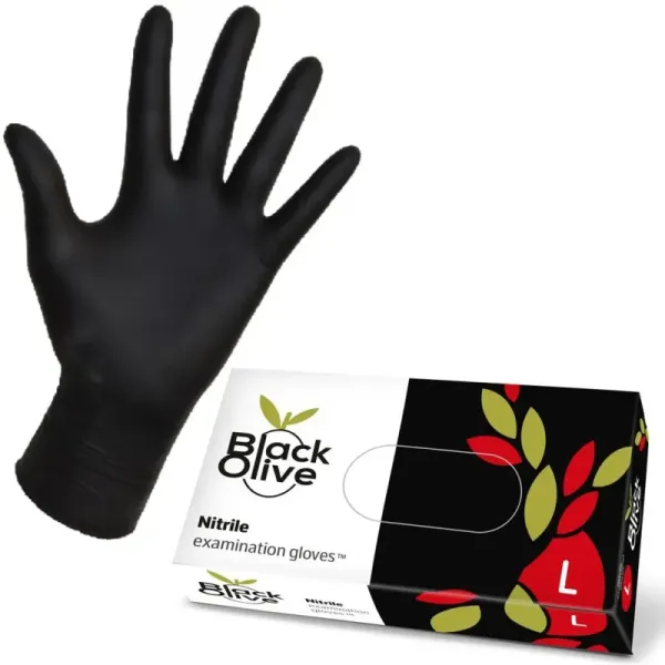 DOMAN Black Olive rękawice nitrylowe czarne L 100szt