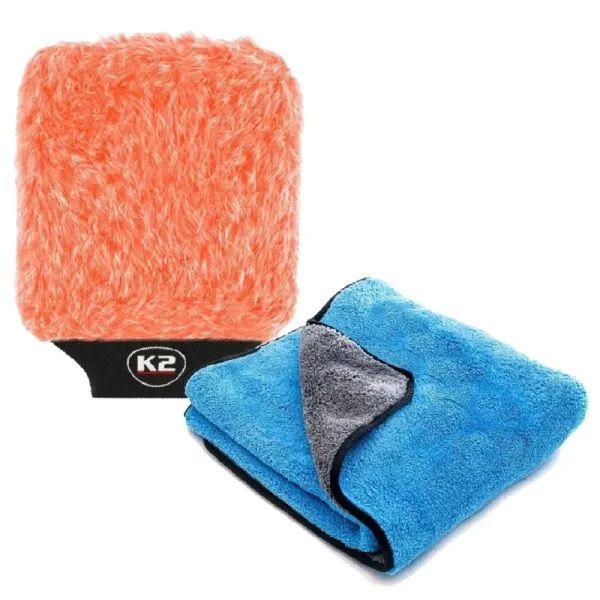 Zestaw do mycia auta mycie osuszanie K2 ręcznik + rękawica